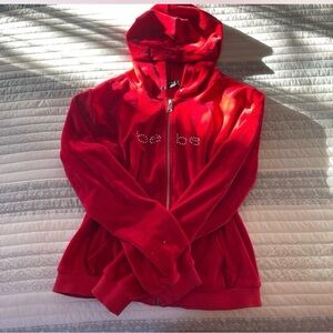 Bebe Vibrant Red Velour Jacket